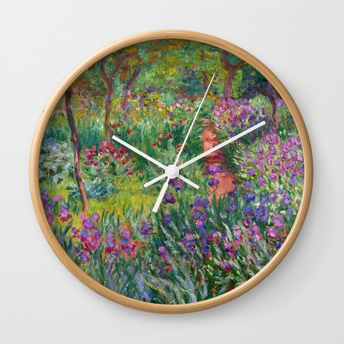 Claude Monet The Iris Garden At Giverny Wall Clock