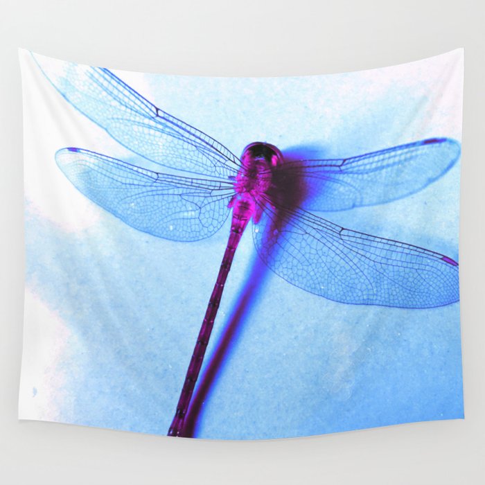Iridescent Dragon Fly Digital Photography Art Wall Tapestry
