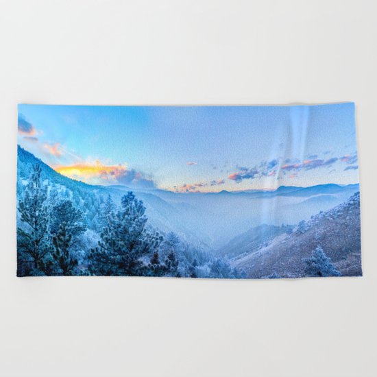 Snow Mountains Sunrise Beach Towel