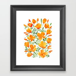 Watercolor California poppies Framed Art Print