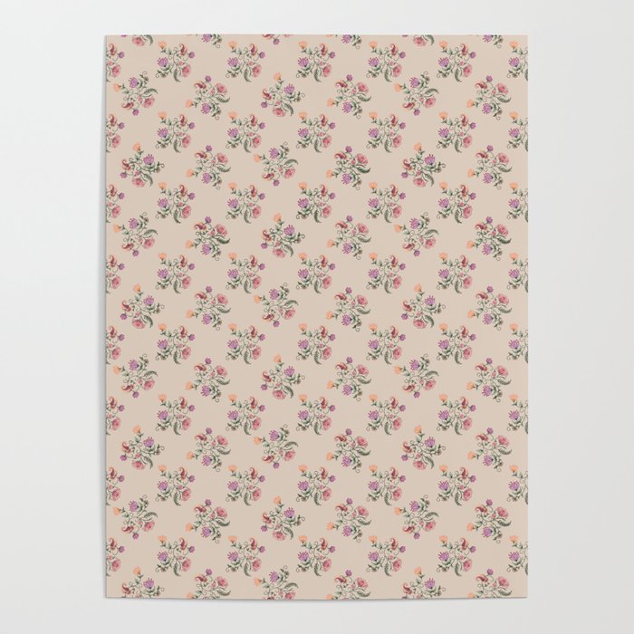 Embroidered Floral Ditsy Cream Poster