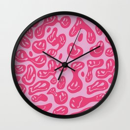 Hot Pink Dripping Smiley Wall Clock