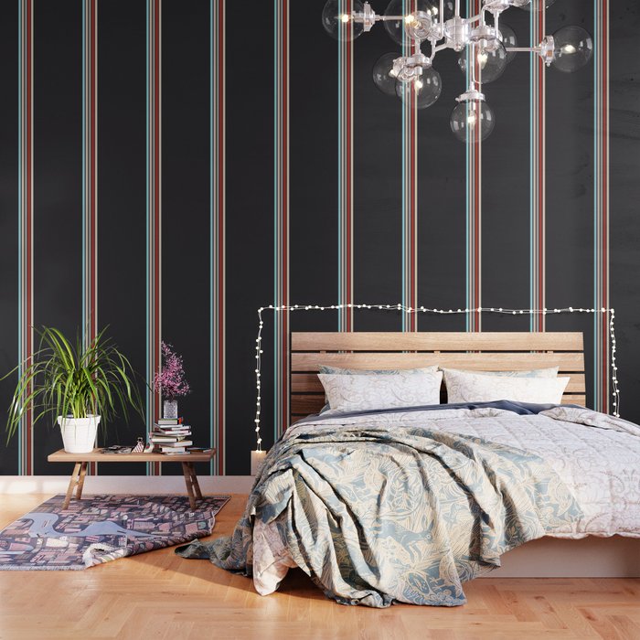 Colorful Retro Stripes Black Wallpaper