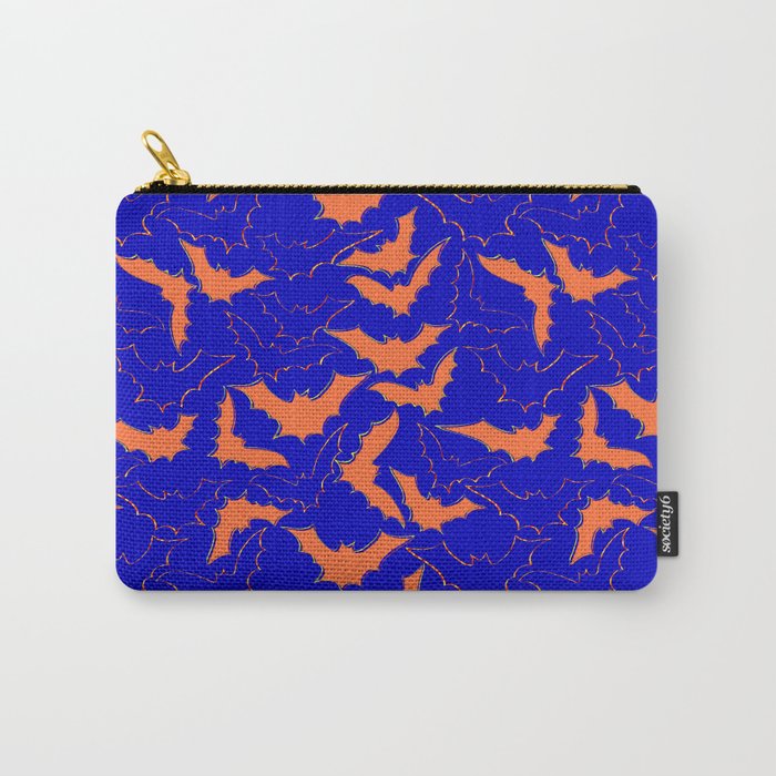 Halloween Orange Bat Pattern Carry-All Pouch