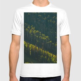 Aerial View OF Green Forest Tall Trees T-shirt