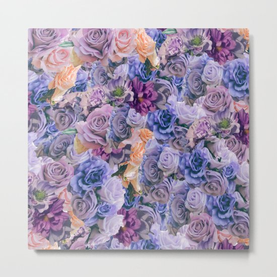 purple flowers pattern Metal Print