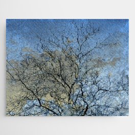Vintage abstract leafless tree on blue sky Jigsaw Puzzle
