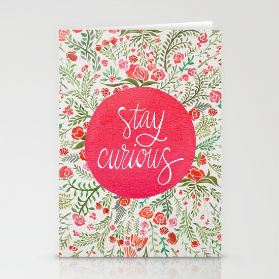 Stay Curious – Pink & Green Stationery Cards