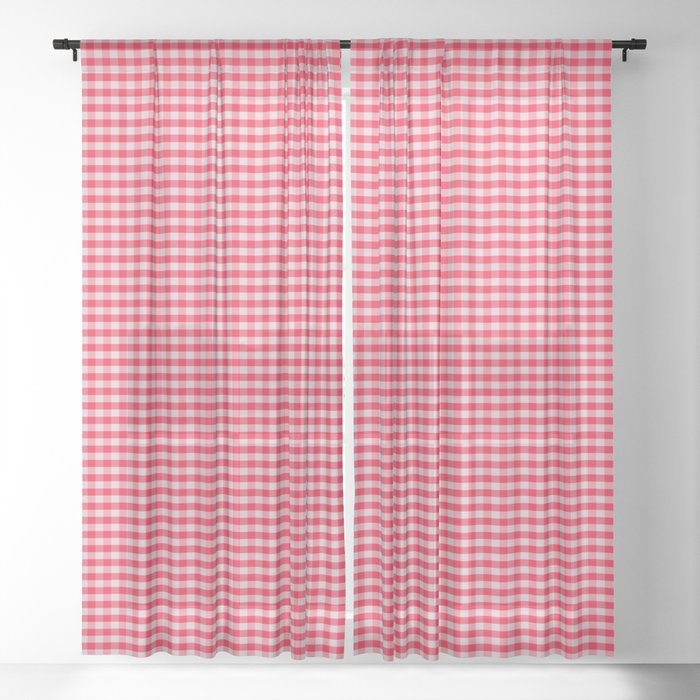 Holly Red Gingham Sheer Curtain