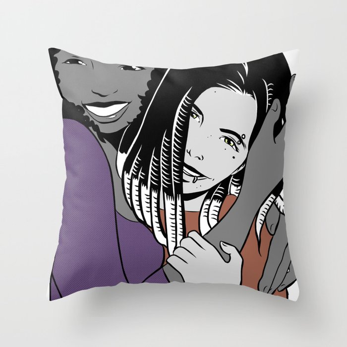 2 Sisters BL & W Throw Pillow