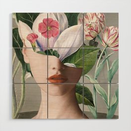 Floral Portrait /collage 2 Wood Wall Art