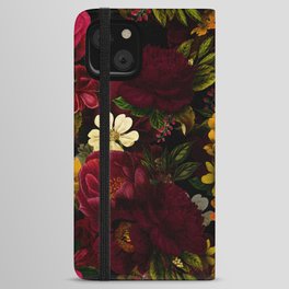 Dutch Midnight Vintage Red Roses Garden iPhone Wallet Case