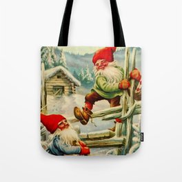 “Over the Wooden Fence” Gnomes by Jenny Nystrom Tote Bag
