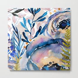 Flowers watercolor blue Metal Print | Leaf, Digital, Abstract, Paintbrush, Rhombuses, Illustration, Plants, Geometric, Floral, Flowers 
