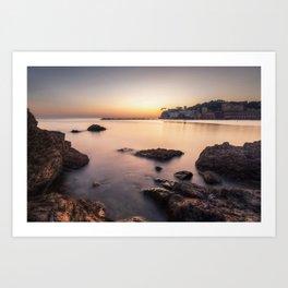 Sunset on the Bay of Silence Art Print | Sea, Destination, Bay, Liguria, Seascape, Italy, Sestrilevante, Long Exposure, Photo, Genova 