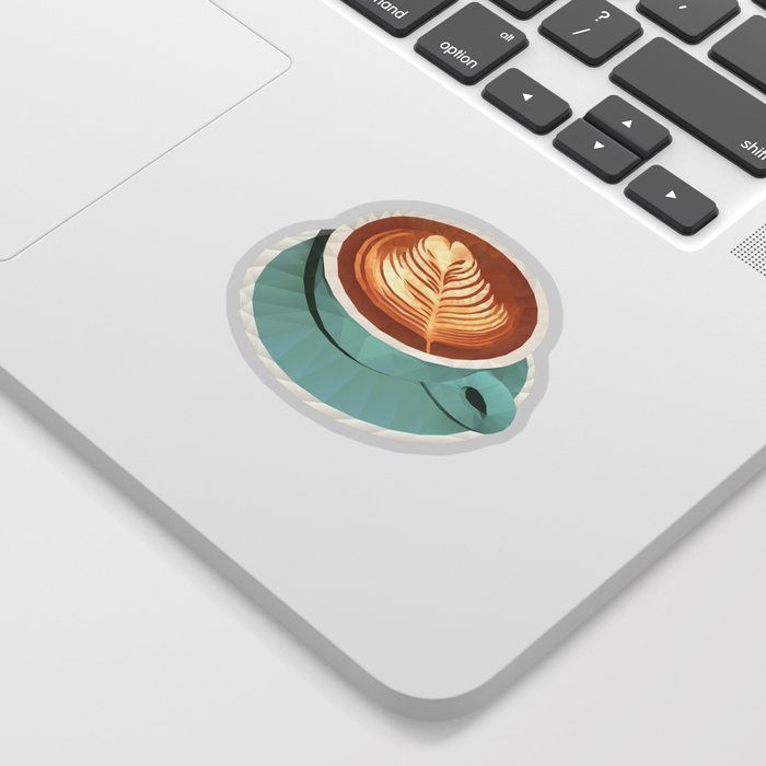 Coffee with Latte Art Polygon Art Sticker