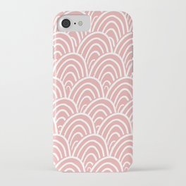 Abstract Scales (White on Coral) iPhone Case