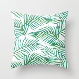 Palm Leaves_Bg White Throw Pillow