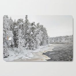 Snowy winter river landscape Cutting Board