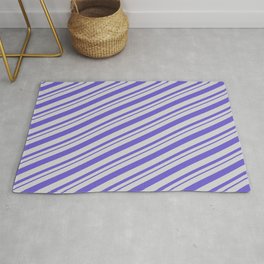 [ Thumbnail: Light Grey & Slate Blue Colored Lines Pattern Rug ]