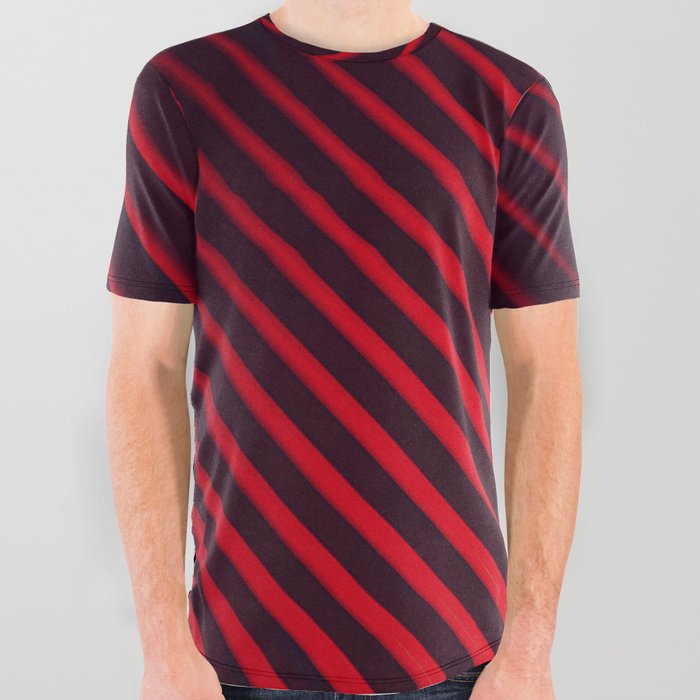 Red diagonal stripes pattern All Over Graphic Tee