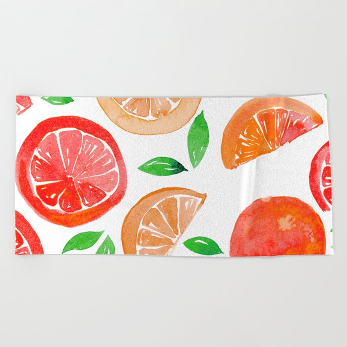 Watercolor oranges Beach Towel