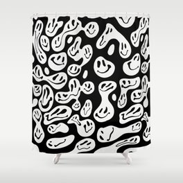 Black and White Dripping Smiley Shower Curtain