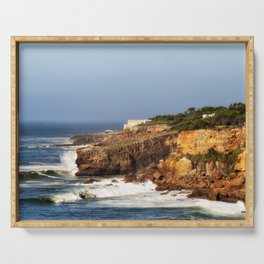 South Africa Photography - Strong Waves Hitting The Coastline Serving Tray