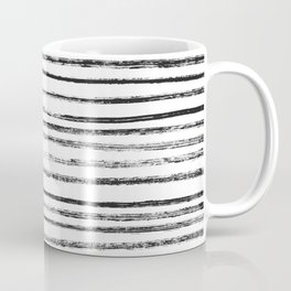 Black Brush Lines on White Coffee Mug