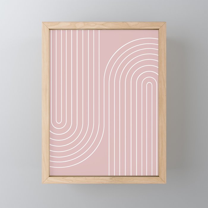 Minimal Line Curvature LXX Blush Pink Mid Century Modern Arch Abstract Framed Mini Art Print