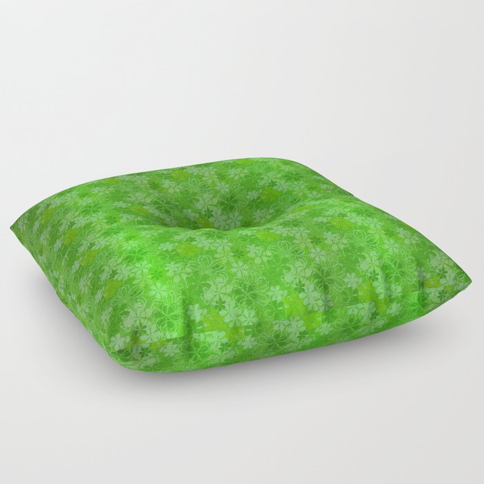 Green Silk Metallic Floral Modern Collection Floor Pillow
