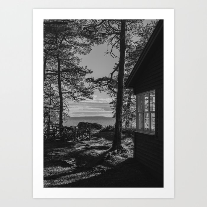 Black & White Nature Lake View Art Print