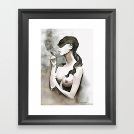 Watercolor Painting By Mahsawatercolor - Don't Be Shy Framed Art Print