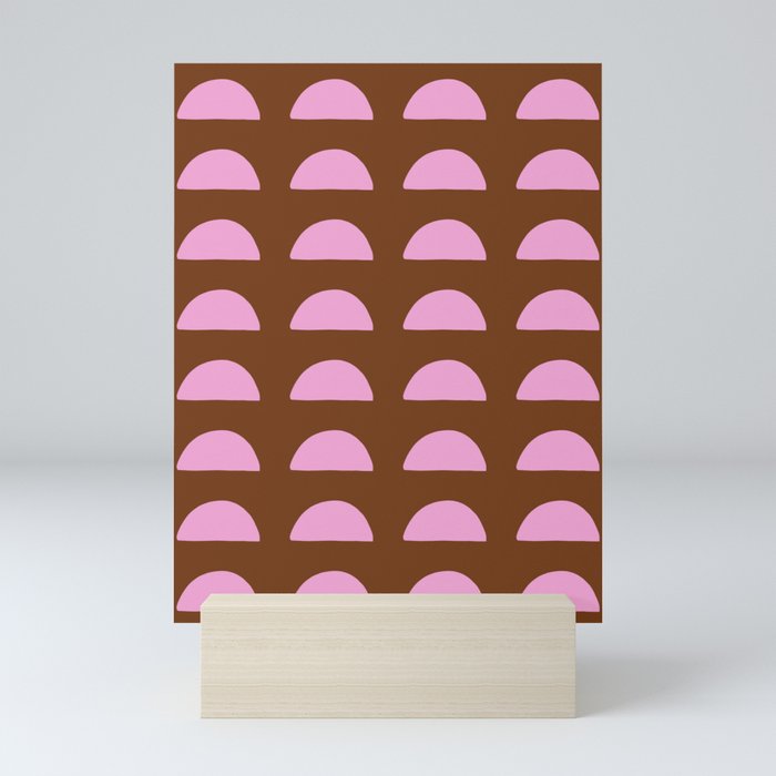 Pink + Brown Mid-Century Mod Woodblocks Mini Art Print