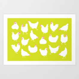 Not Your Grandma's Kitchen Chickens - Lime Art Print
