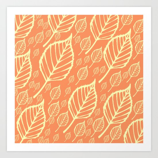 Orange Autumn Leaf Design Art Print