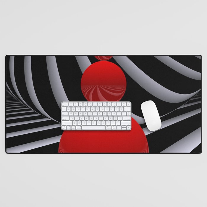 opart and red spheres Desk Mat