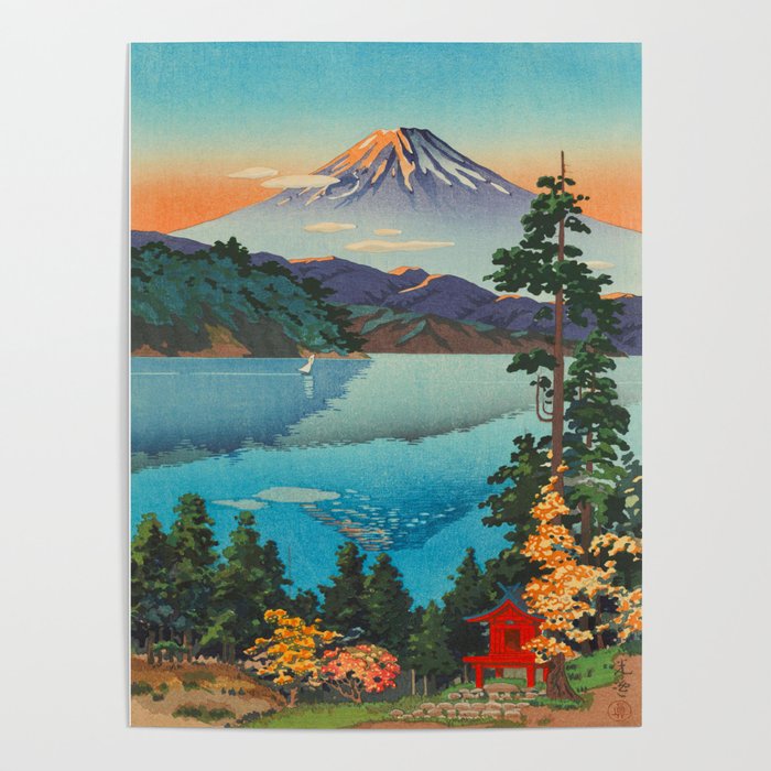 Tsuchiya Koitsu Vintage Japanese Woodblock Print Fall Autumn Mount Fuji Poster