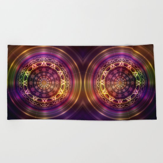 Golden shine mandala Beach Towel