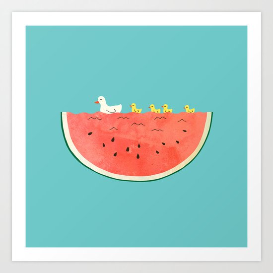 duckies and watermelon Art Print