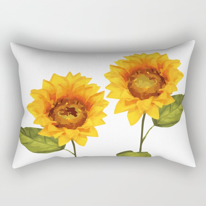 Sunflowers Illustration Rectangular Pillow