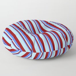 [ Thumbnail: Royal Blue, Maroon, and Light Blue Colored Lines Pattern Floor Pillow ]