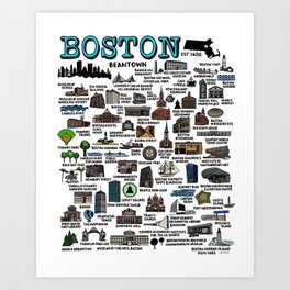 Boston Map  Art Print