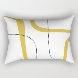 Mustard Rings Midcentury Modern Minimalist Abstract with Navy Blue and White Rectangular Pillow