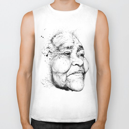 "Gabriela" of the Kaweskar People B+W Biker Tank