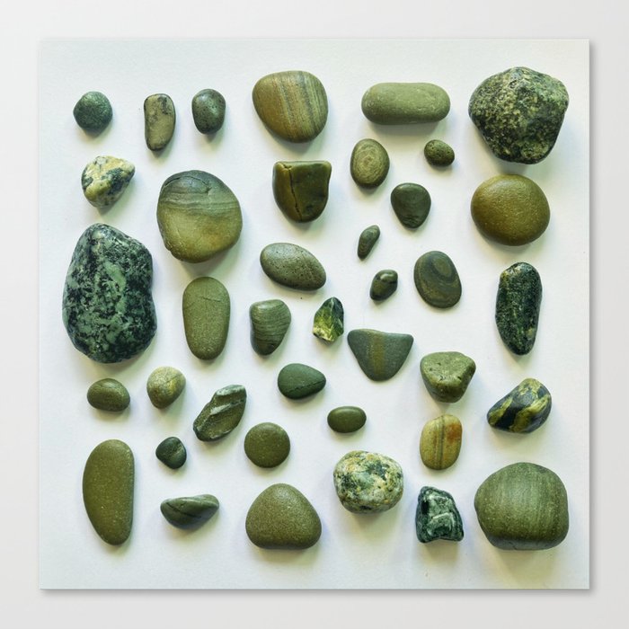 Beach Stones: The Greens (Flotsam; Found Objects) Canvas Print