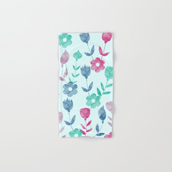Watercolor Floral Pattern Hand & Bath Towel