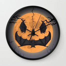 Halloween Moon Wall Clock | Blackandorange, Drawing, Halloweendecoration, Flyingfox, Fuitbat, Scary, Jackolantern, Branches, Pumpkin, Batolantern 