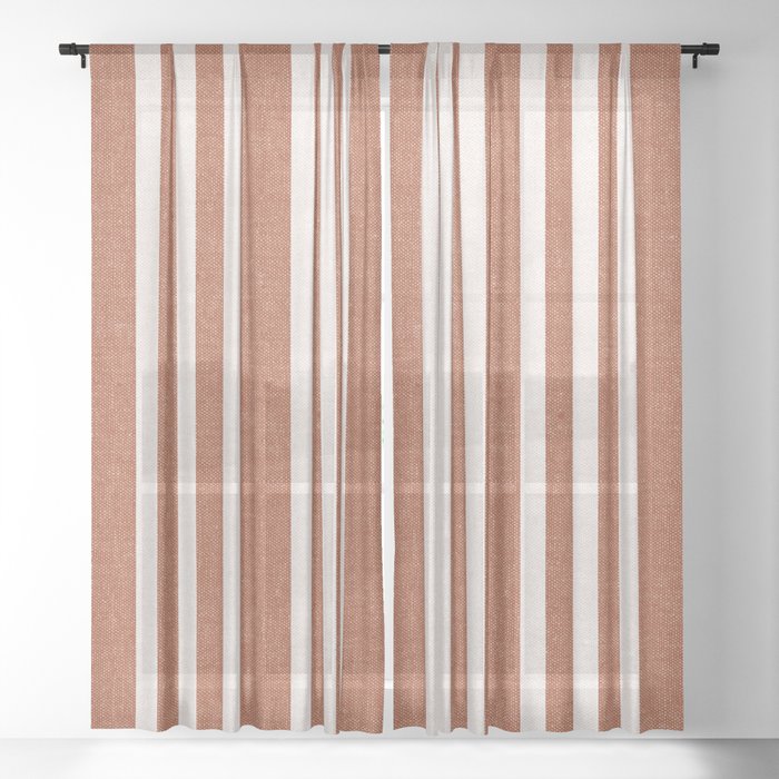 boho triple stripe vertical - ginger Sheer Curtain