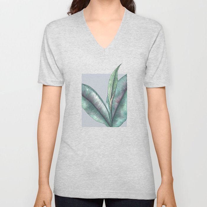 Rubber Tree Plant V Neck T Shirt